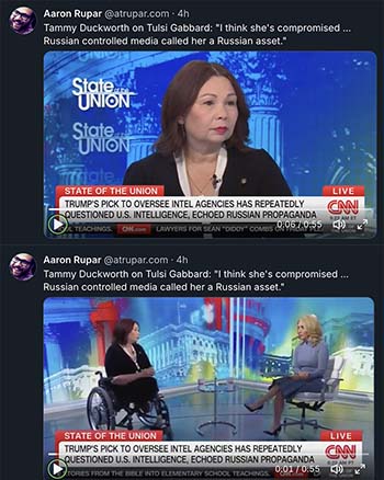 Tammy Duckworth, combat Veteran believes Tulsi is compromised, as Russian controlled media called her a Russian asset